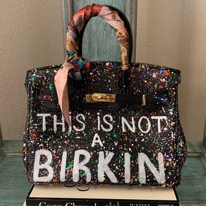 By BenditaModa Fashion Leather Hand Painted Bag “This is not a Birkin” Style